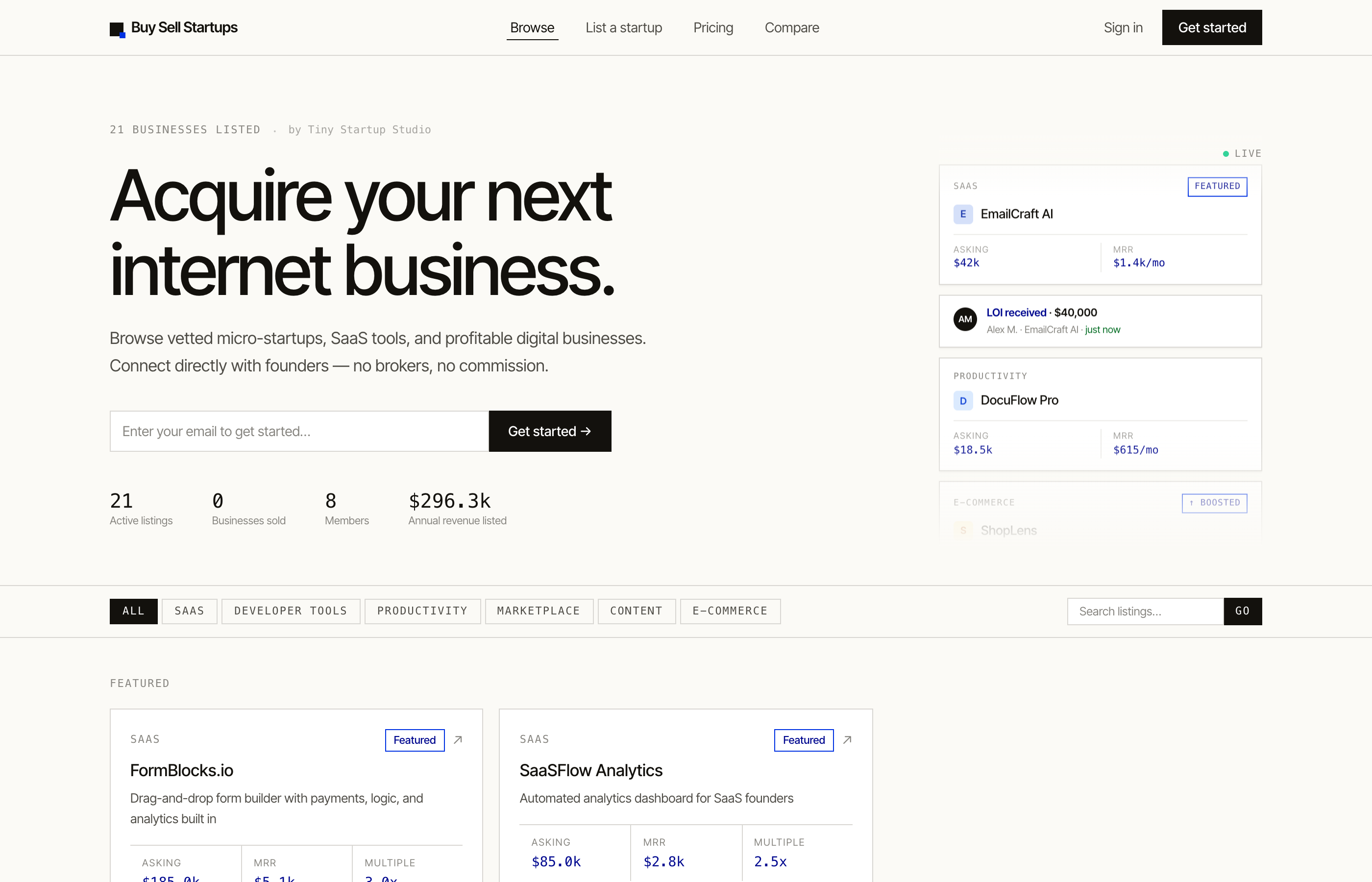 Buy Sell Startups — startup acquisition marketplace